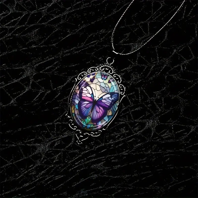 Wholesale Butterfly Necklace Purple Pattern Jewelry